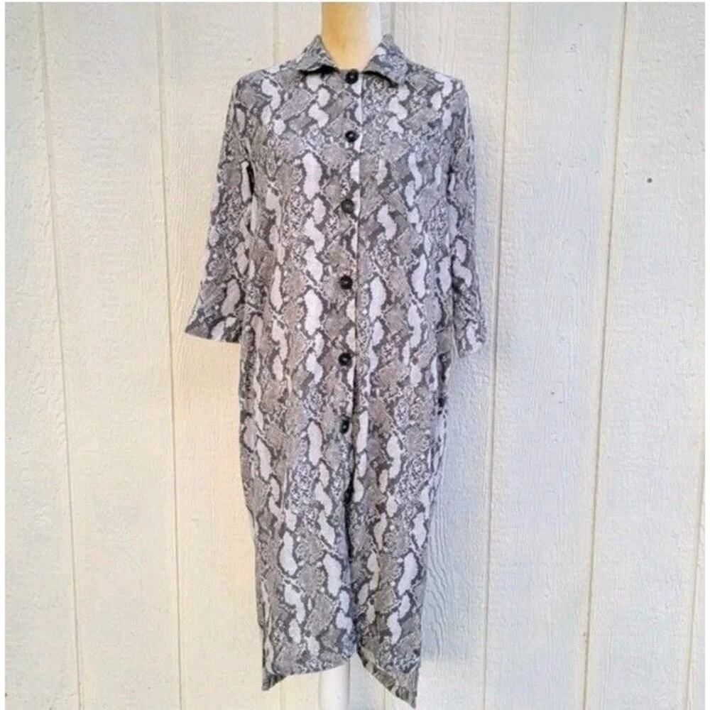 H&M snake print shirt dress button front Wmns sz 6
